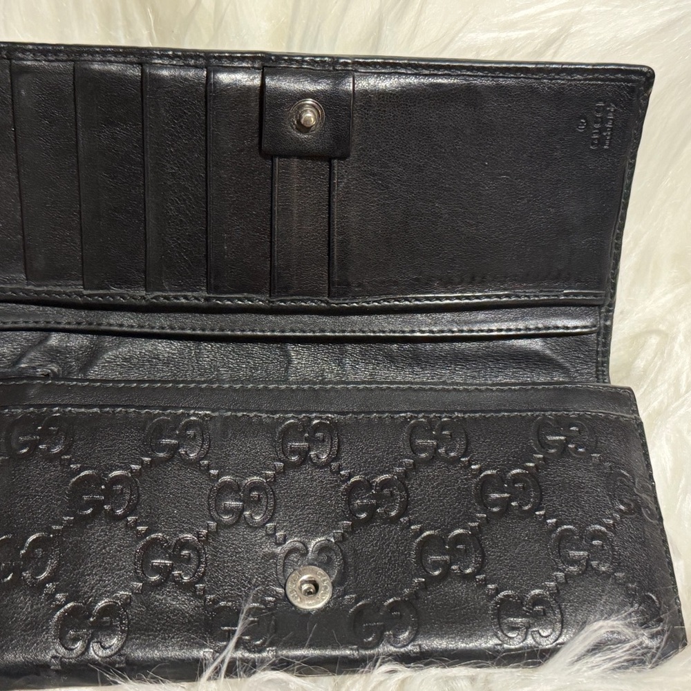 Authentic Gucci Black Leather Embossed Wallet wit… - image 3